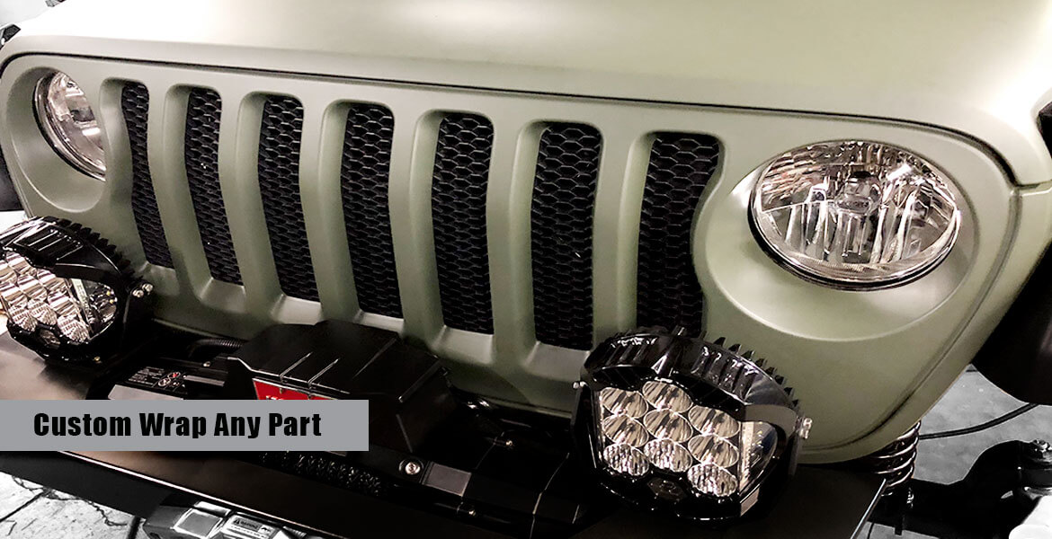 Matte Military Green Jeep Wrangler Wrap truck wraps