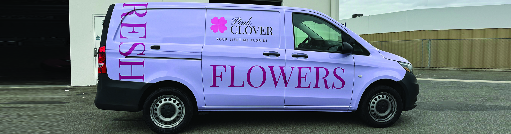 Custom Mercedes Metris Van Wrap for Pink Clover Flowers 1 Flower delivery van vinyl wrap