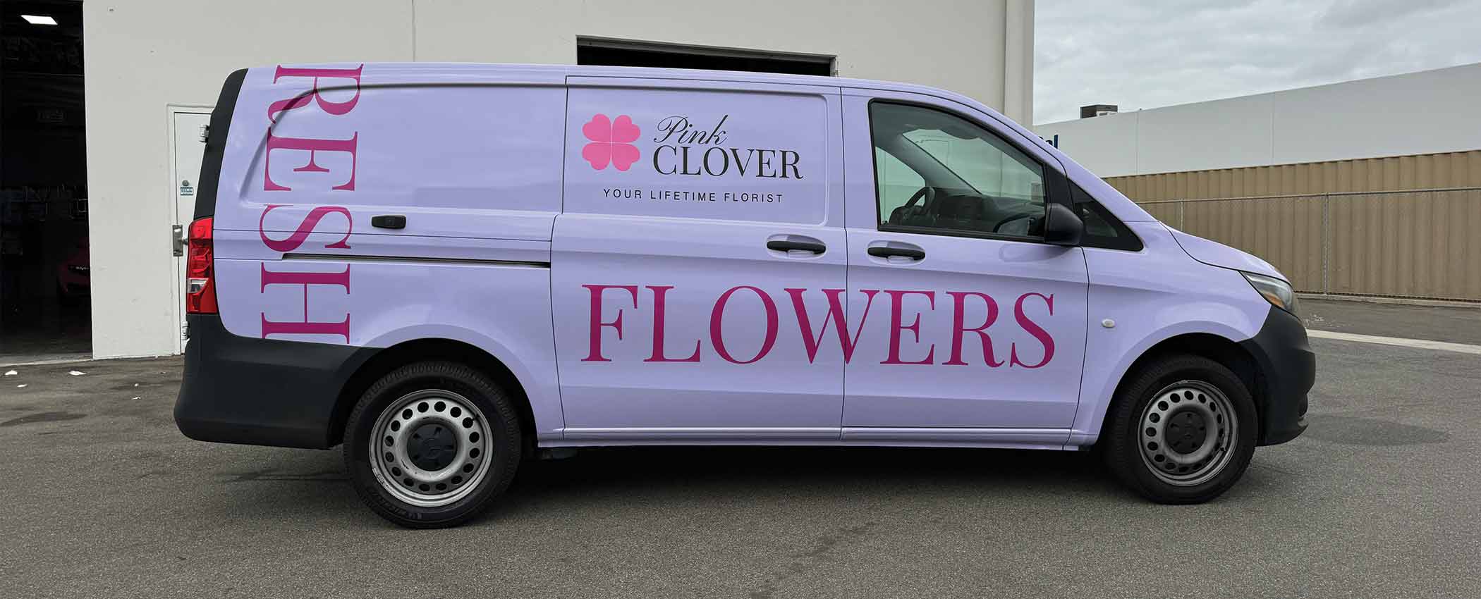 Custom Mercedes Metris Van Wrap for Pink Clover Flowers 1 Metris Van Wrap