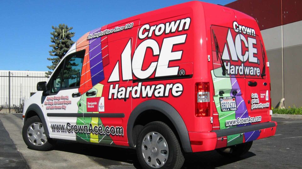 Ford Transit Vehicle Wrap for Ace Hardware with vibrant colored artwork.