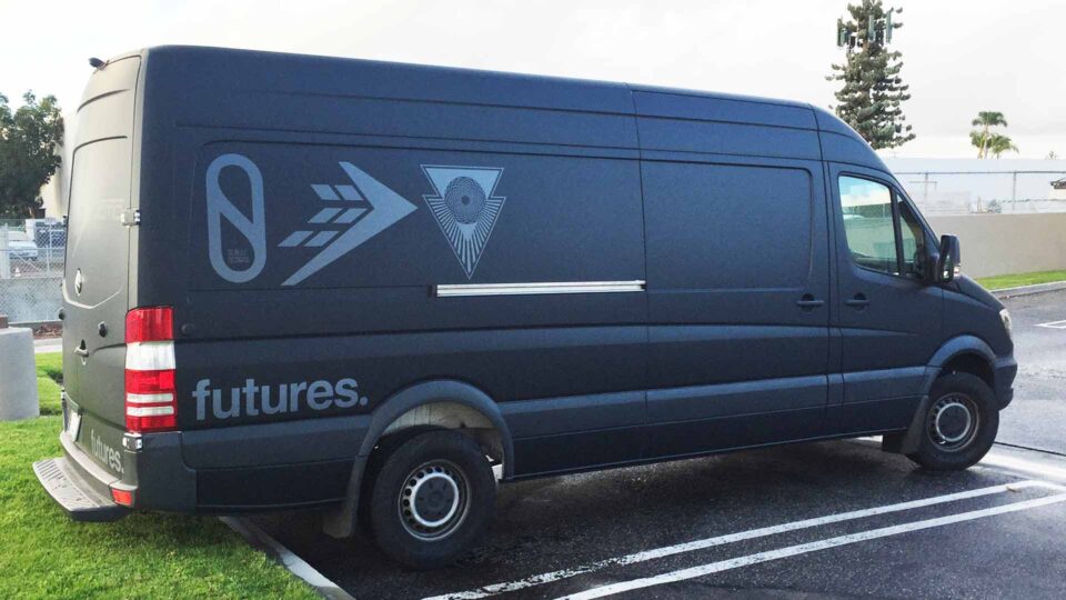 Matte black Sprinter Color Change wrap with black die cut decals