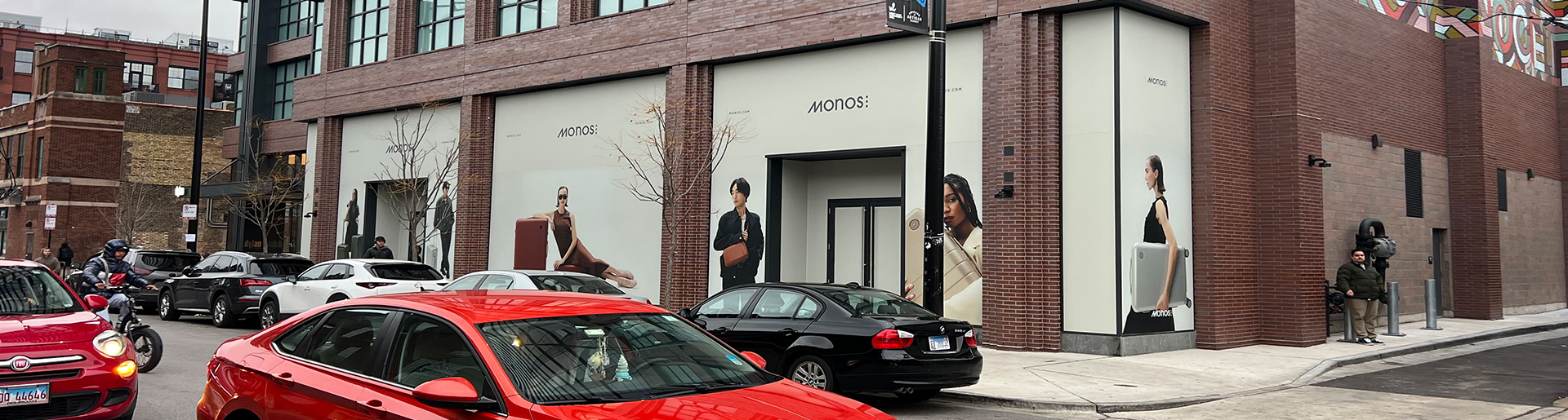 Stunning Success: Massive Vinyl Window Graphics Transform MONOS Stores Nationwide 6 Large outdoor window graphics