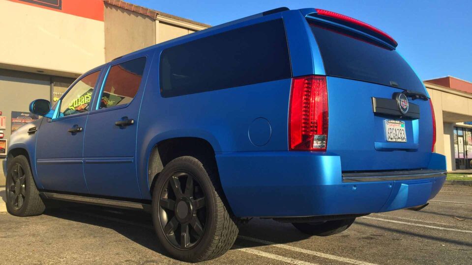 Cadillac Escalade Matte Blue Full Color Change Vehicle Wrap