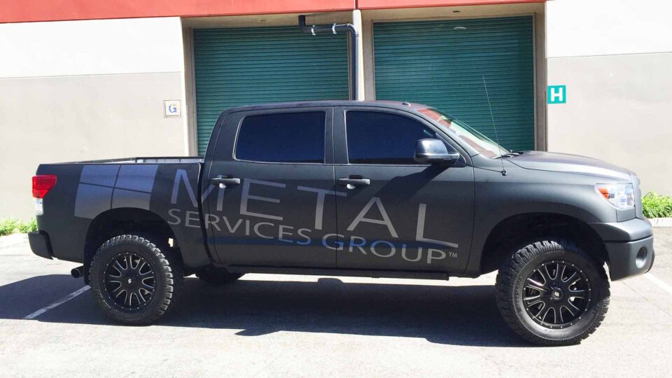 Toyota Tundra Matte Black Color Change Vehicle Wrap with Die Cut Decals