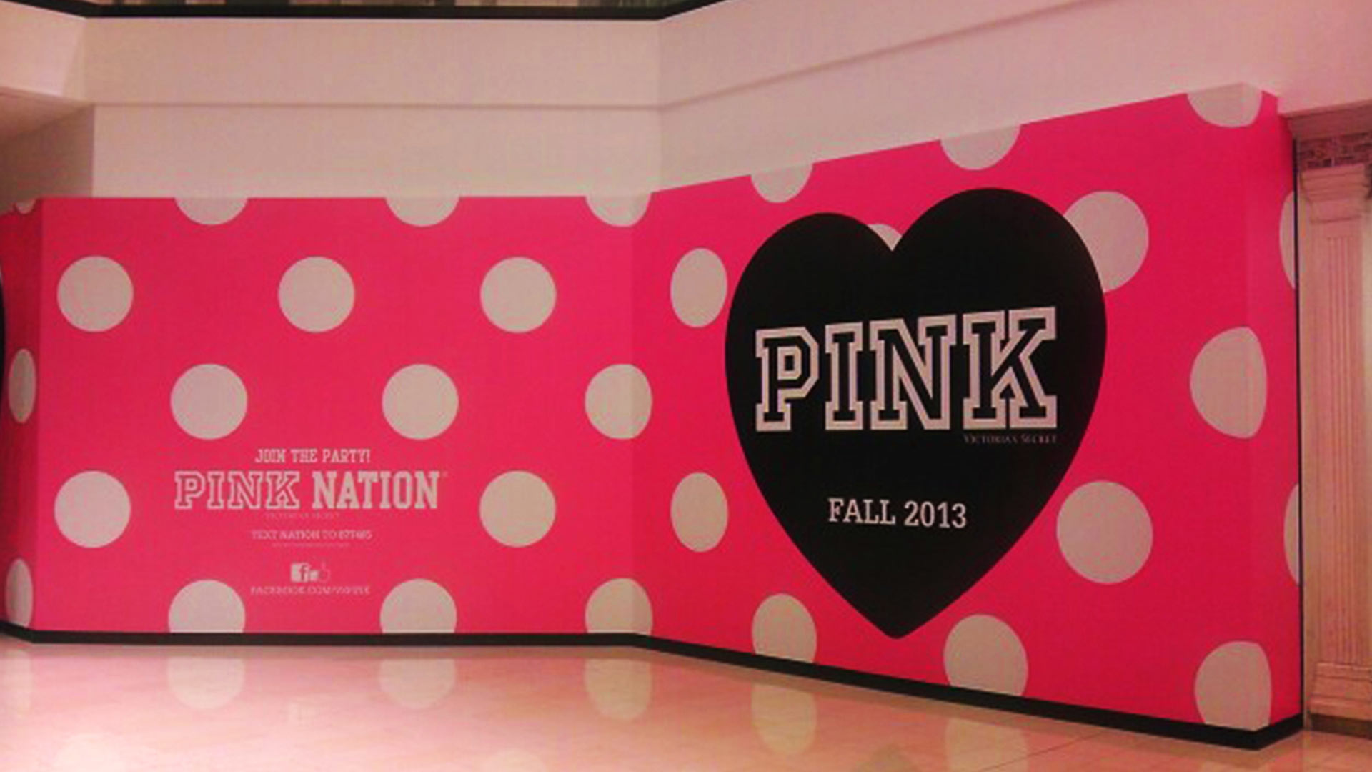 Pink with white polka dot barricade wrap with black heart for Pink by Victorias Secret