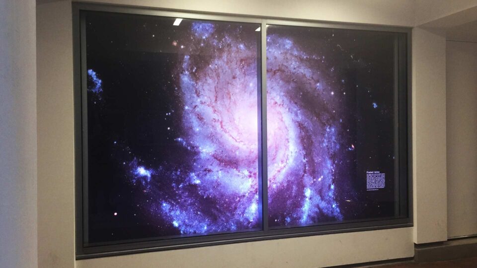 Retail fabric Light box image of black backgound and space