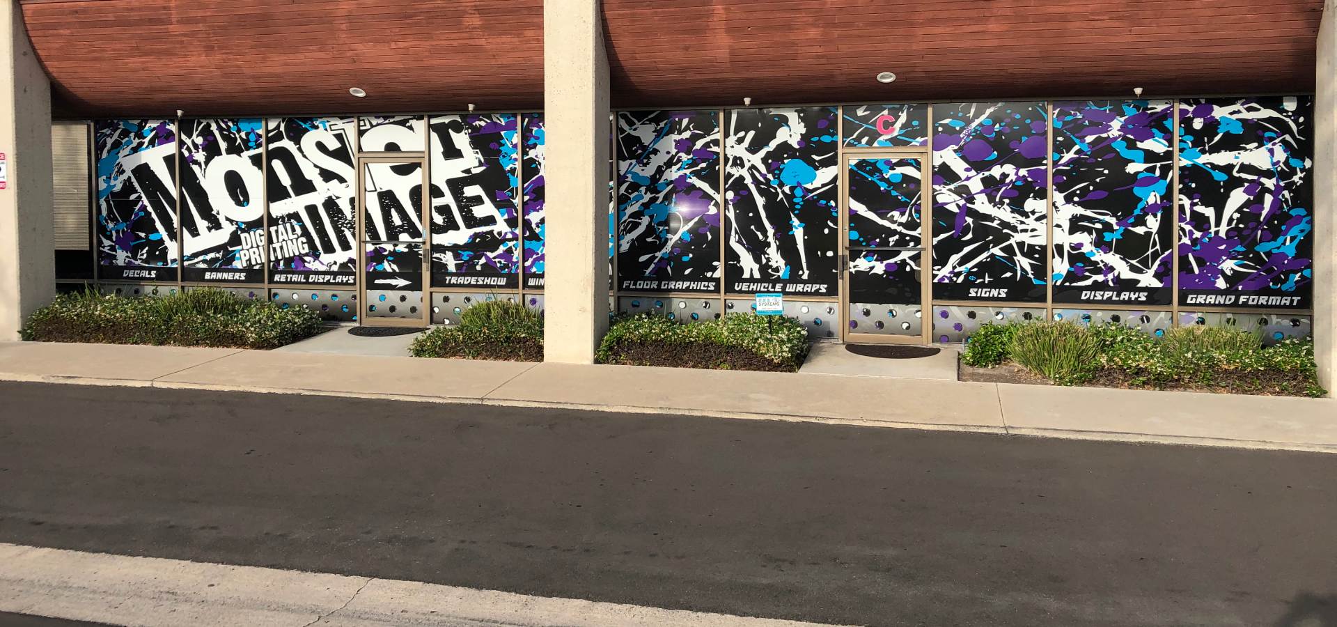 Outside of building with Monster Image window