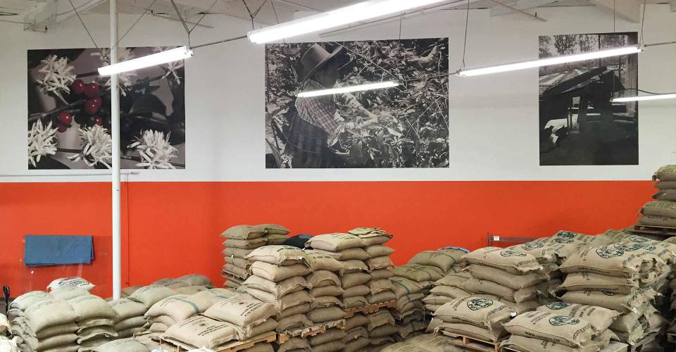 Warehouse coffee themed wall graphics