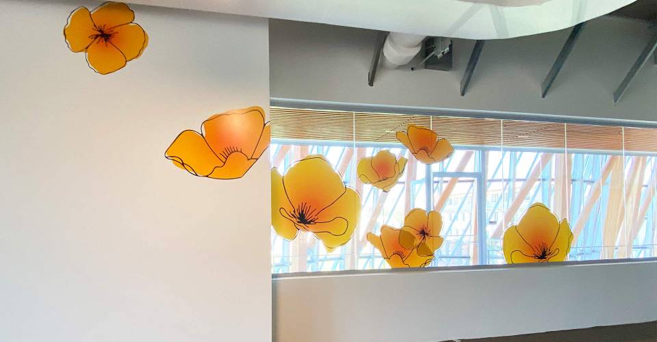 Floral window and wall graphics