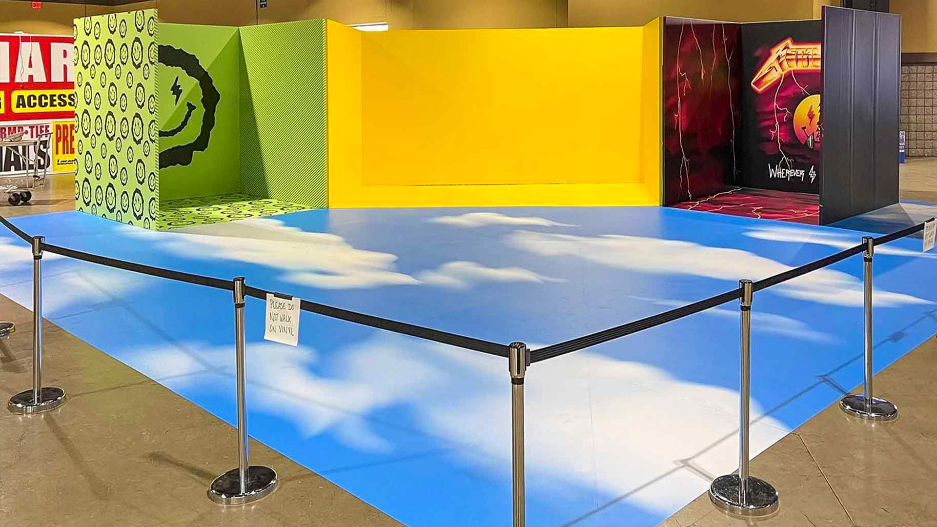 Sky and clouds temporary floor graphic and trade show booth graphics