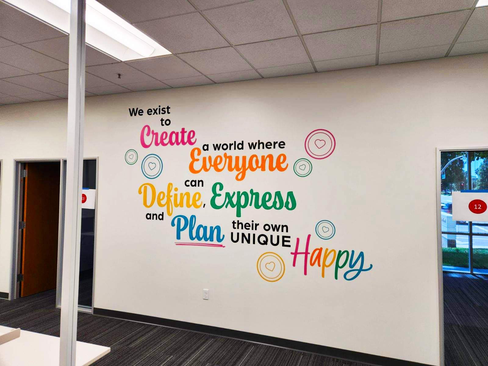 VINYL WALL GRAPHICS AND DIE CUTS FOR HAPPY BRANDS 3 inside wall diecut decals