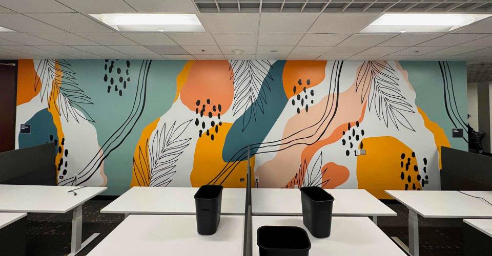 Wall graphic with floral illustration