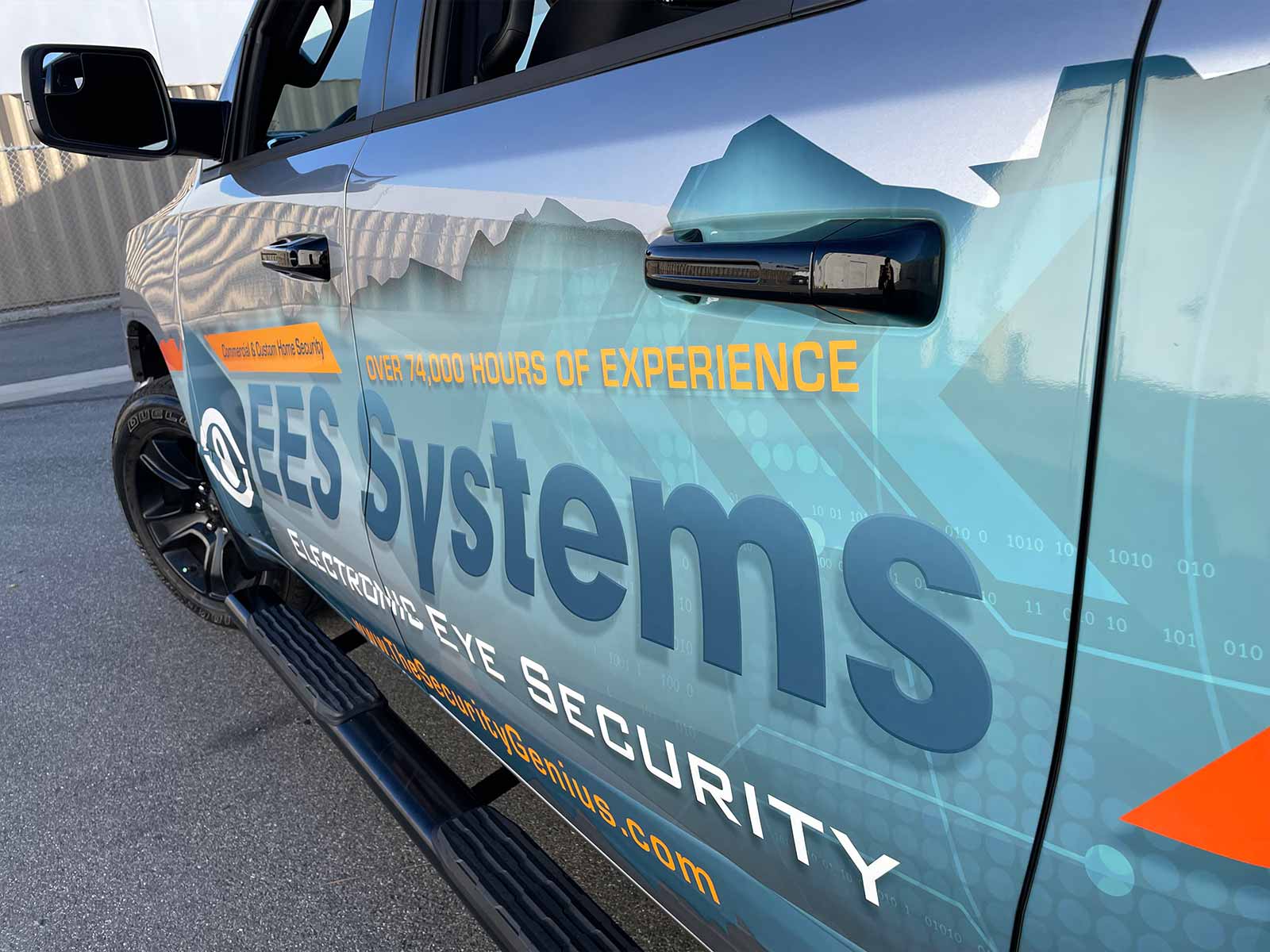 Custom Partial Wrap for Electronic Eye Security 7 precise vinyl wrap application